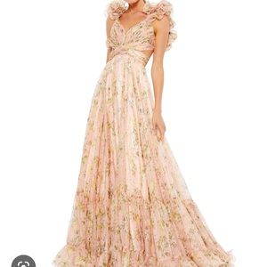 Mac Duggal chiffon ruffle gown